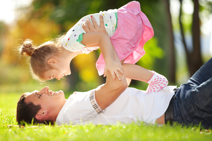 father and daughter in the park