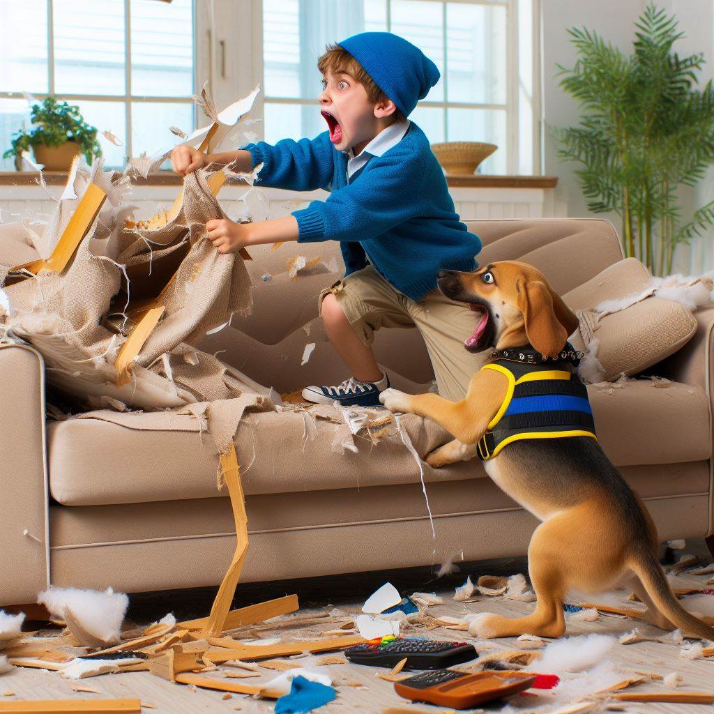 Child Destroying A Couch