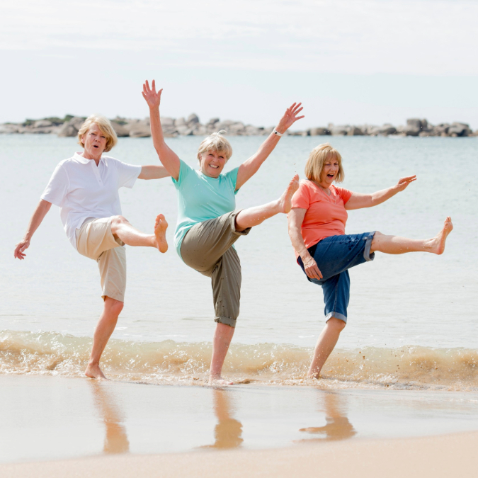 boomers playing at the beach