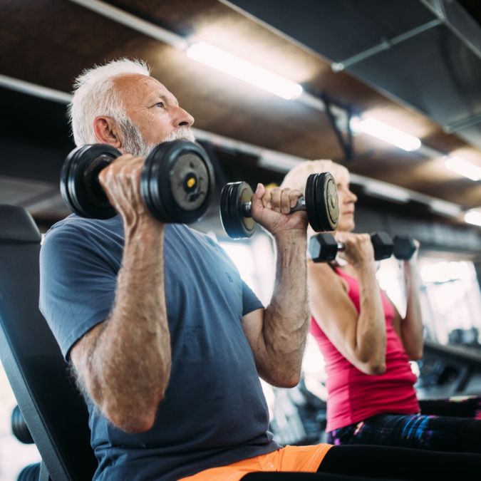 a couple exercising