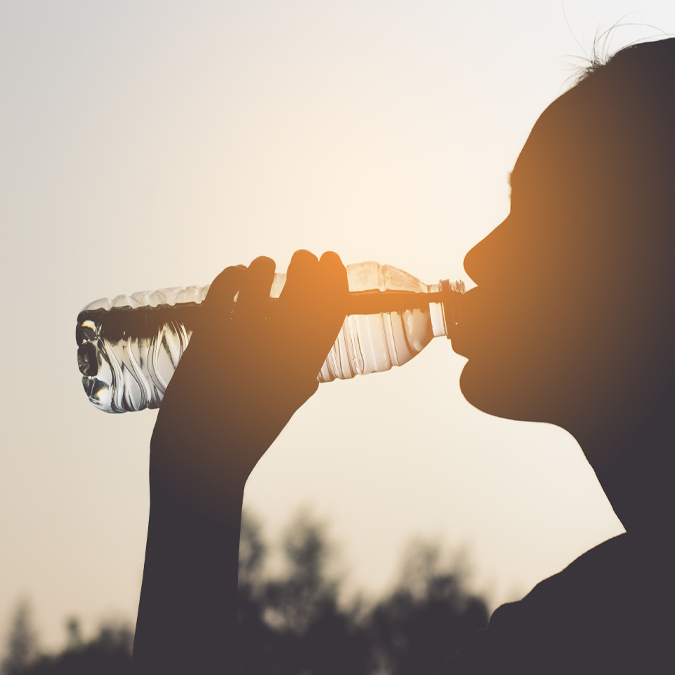 a person drinking water