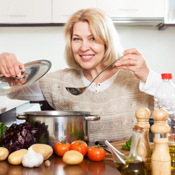 a woman cooking