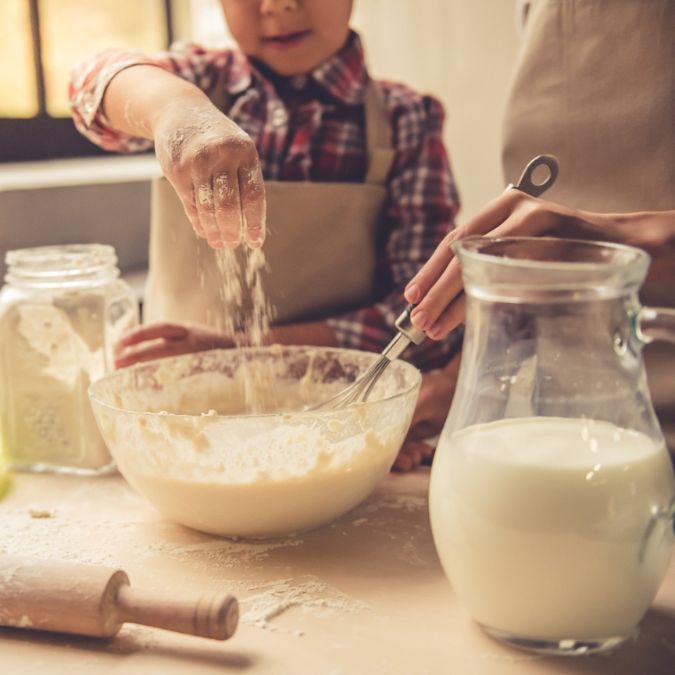 mother and child baking