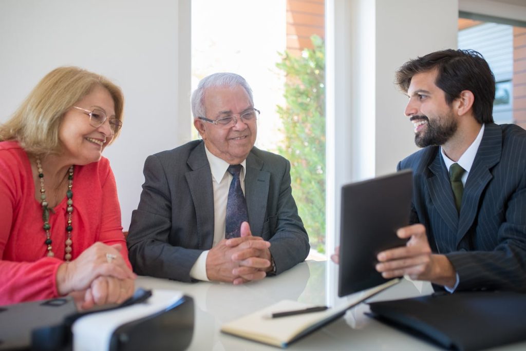 financial advisor with clients