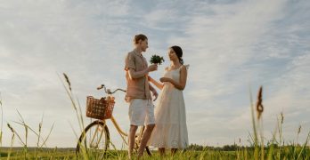 man giving flowers
