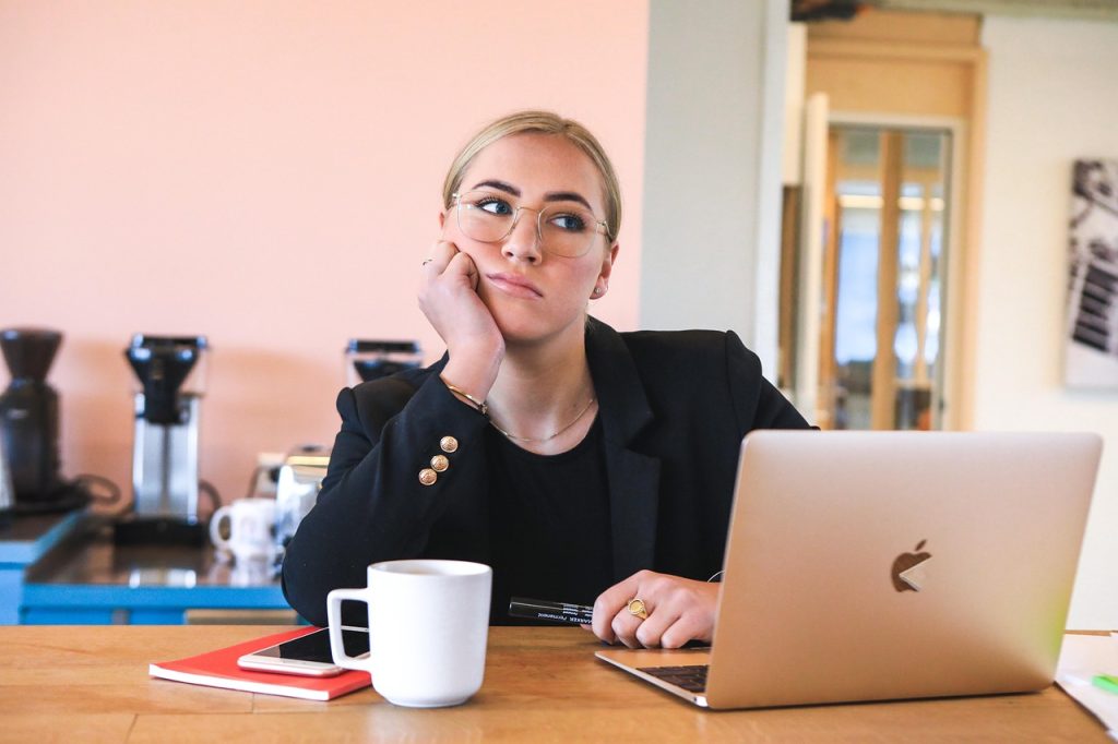 woman bored at work
