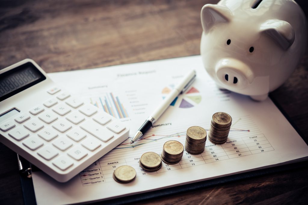 piggy bank and calculator