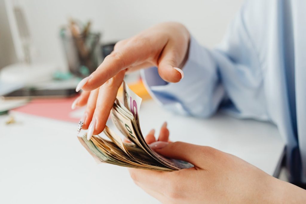 holding money